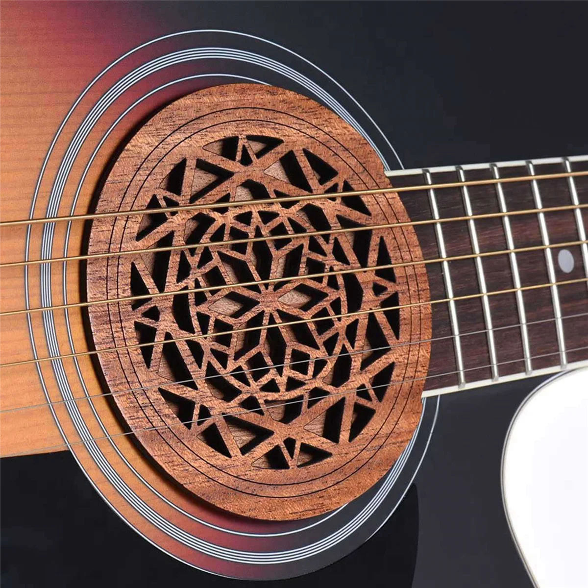 BAAU 3X Guitar Wooden Soundhole Sound Hole Cover Block Feedback er Mahogany Wood for EQ Acoustic Folk Guitars,Style 1