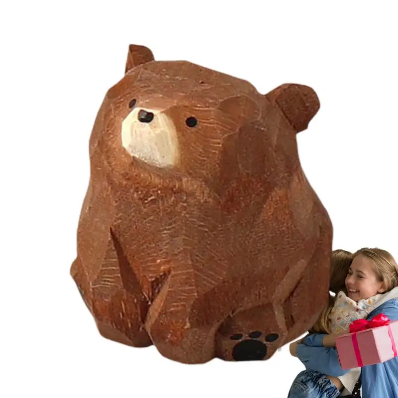 Mini Orso Figurine Intagliate Mini Orso Figurina In Legno Free Standing Ornamenti Da Tavolo Da Collezione Indoor Outdoor Miniatura Per
