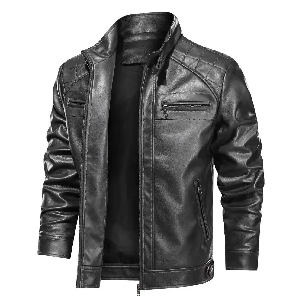 

Autumn Winter European And American Leather Jacket Men High-Quality Motorcycle Style Stand-up Collar Leather Jacket Men