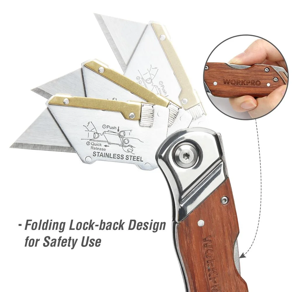 Utility Knife Folding Knife Pipe Cutter Pocket Knife Wood Handle 10PCS Blades cutting knife art knife