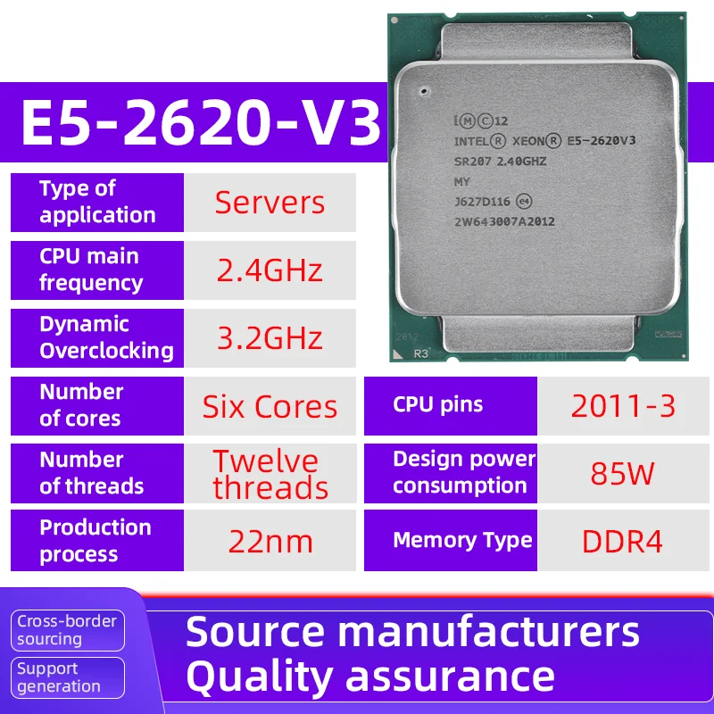 Processore Intel Xeon E5-2620 V3 – Sei Core, 2.4 GHz, LGA 2011-v3, DDR4