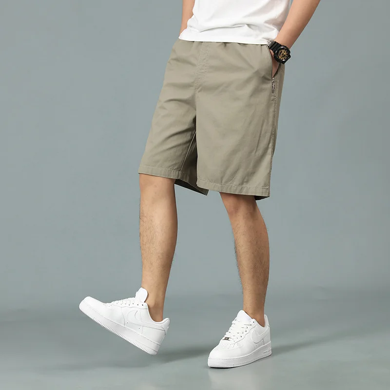 Summer Men's Workwear Shorts Loose Cotton Capris Multi Pocket Casual Pants