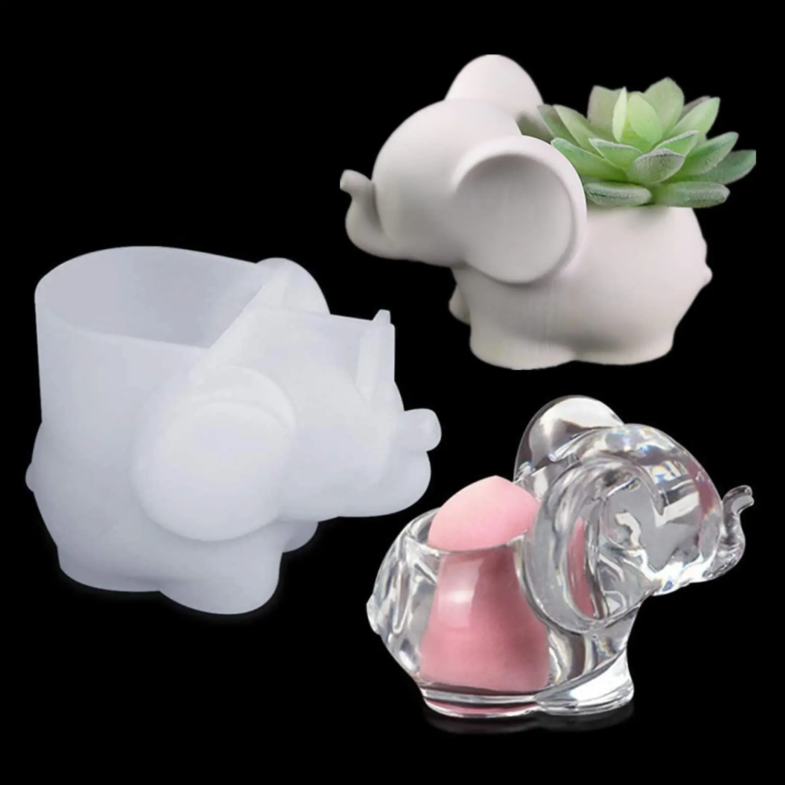 Elephant Silicone Resin Mold DIY Jewelry Storage Box Flower Pot Mold Cement Planter Clay Molds Home Decor Gift