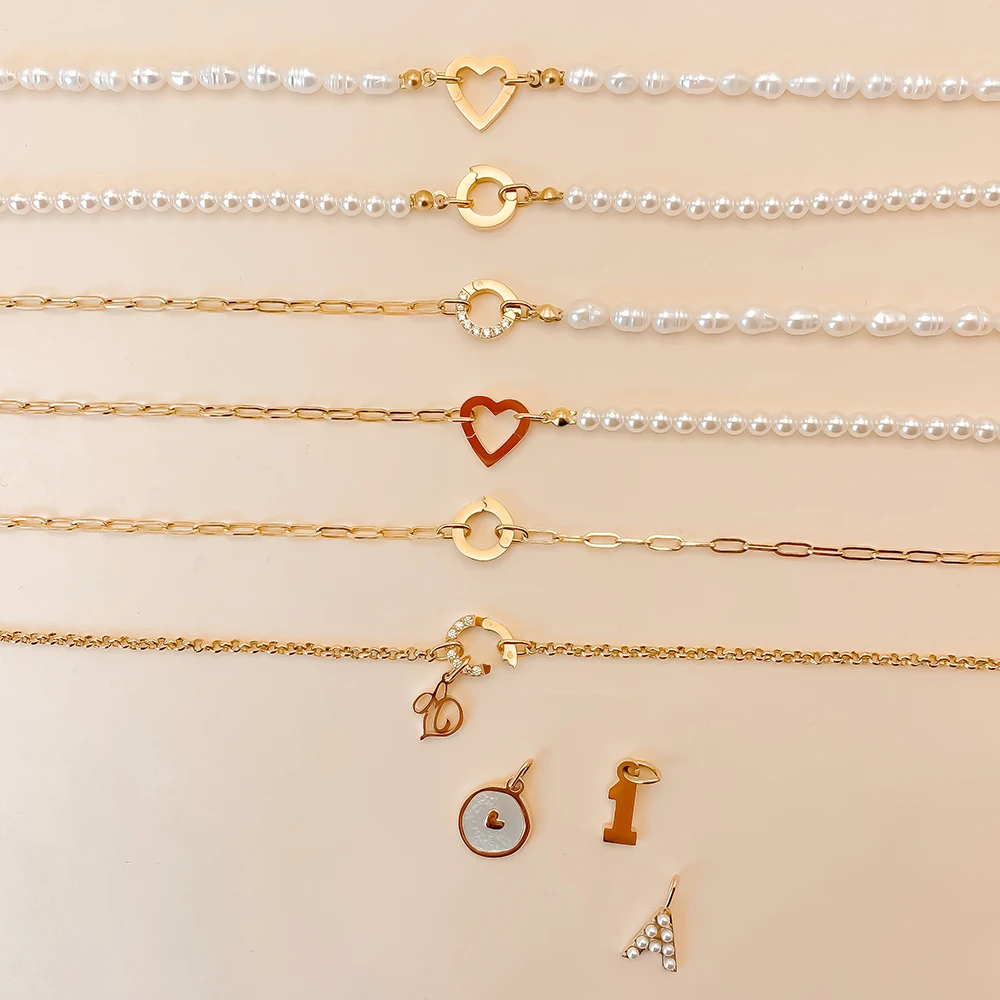 Edelstahl-Verschlüsse, Haken, herzförmige, runde Ausstanzungen, Verschluss mit Zirkonia-Einlage, DIY-Armband, Halskettenanhänger für die Schmuckherstellung, neu