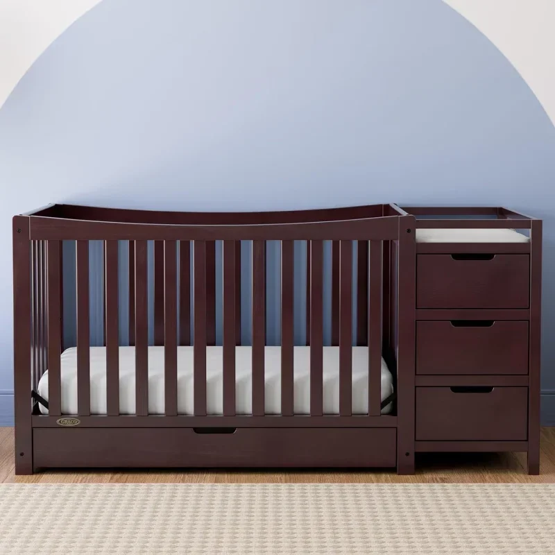 Remi 4-In-1 Convertible Crib & Changer With Drawer (Espresso) &ndash; GREENGUARD Gold Certified, And Changing-Table Combo, I