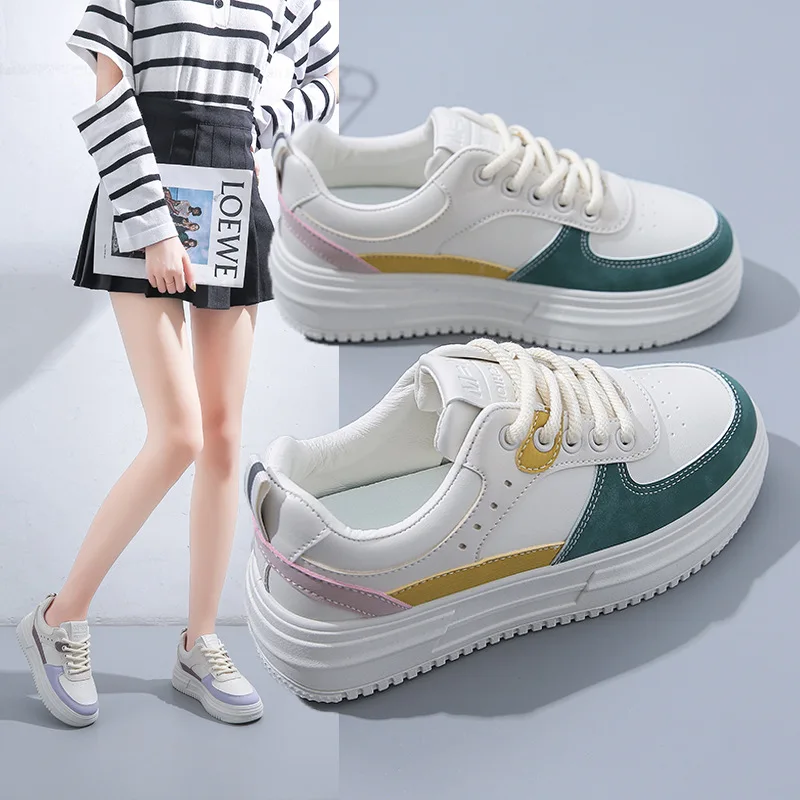 Flat Platform Sneakers Women 2022 New Fashion Cow Suede White Casual Sport Shoes Woman Tennis Trainers Luxury Brand Designer