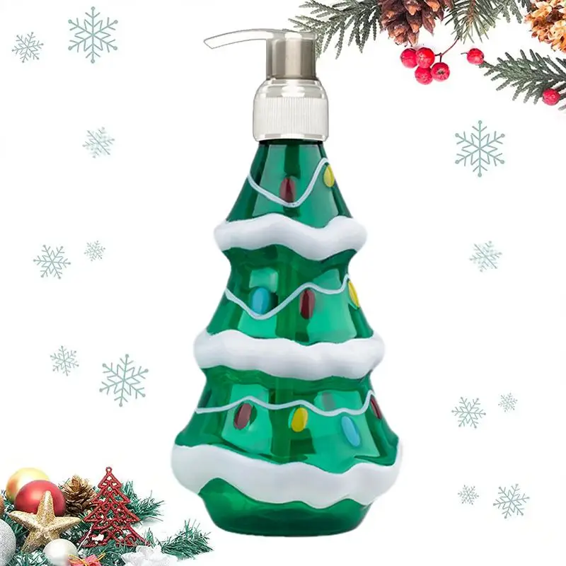 300ml Christmas Tree Santa Claus Soap Dispenser Refillable Bathroom Shampoo Bottle plastic Press Hand Sanitizer Emulsion Bottle 3