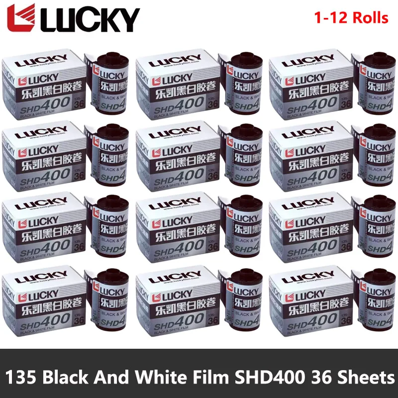 CHINA LUCKY 135 흑백 필름 SHD400 36매 DX 코드 노출 1-12롤 35mm 필름 카메라용 (유통기한: 2027)