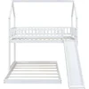House Bunk Bed with Slide and Ladder and Twin Over Full Wooden Bed Frame with Full-Length Guardrail for Bedroom Boys Girls 5
