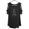 Customized Print T Shirt for Women DIY Logo Top T-shirt Short sleeve Female Tops Off The Shoulder Hollow Tee 2