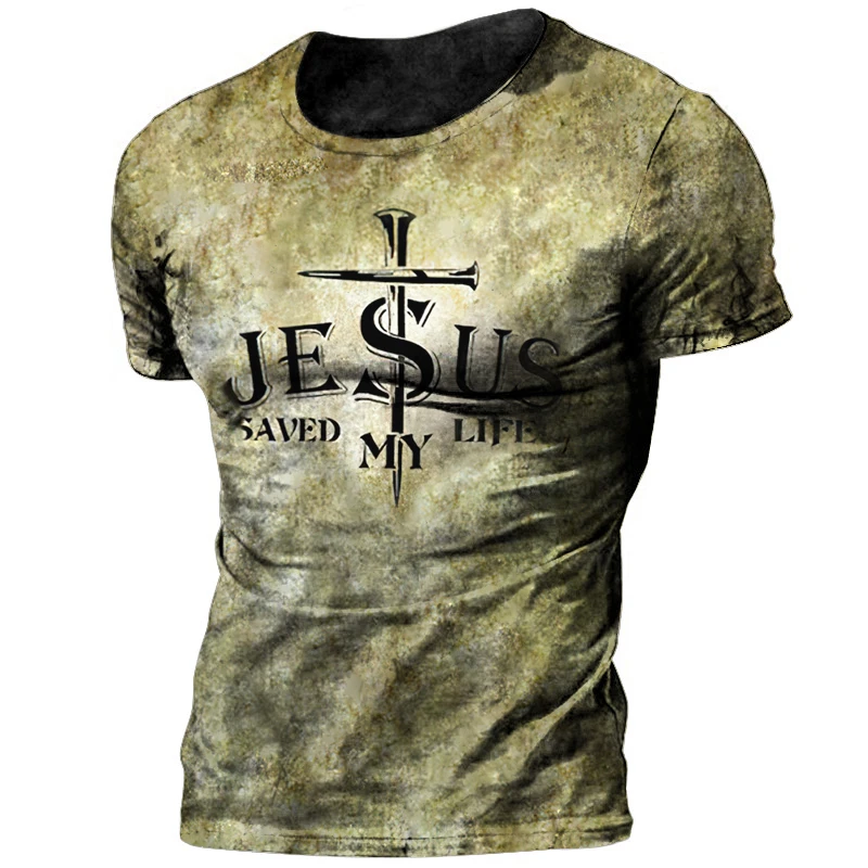 

Vintage Knights Templar T Shirt For Men 3d Printed Jesus Christ Crucifix Men's Tshirt Oversized Short Sleeve Tops Tee Shirt Man