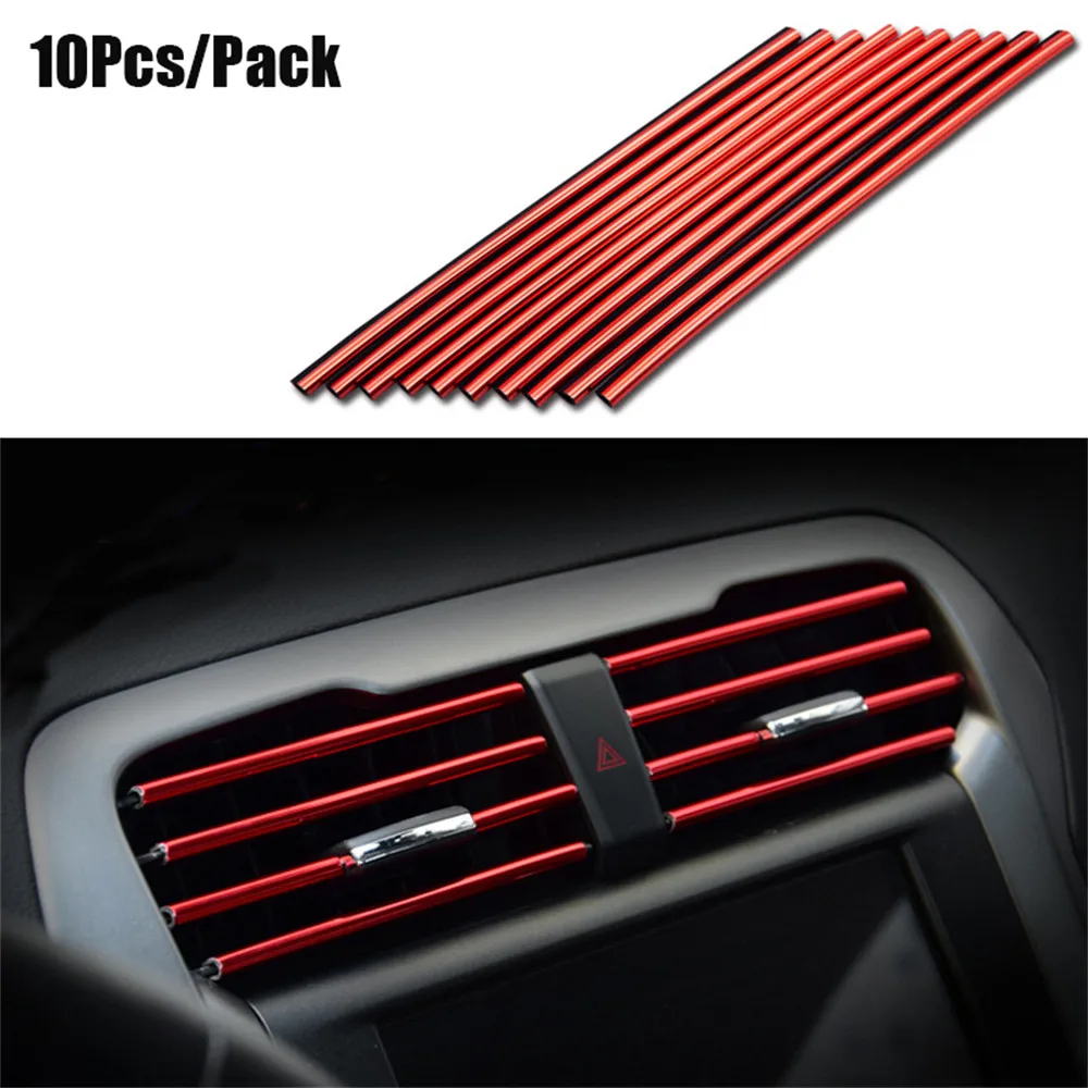 10 Pz Car-Styling Placcatura Presa D'Aria Trim Strip Interni Air Vent Griglia Switch Rim Trim Outlet Decorazione Strip Fai Da Te