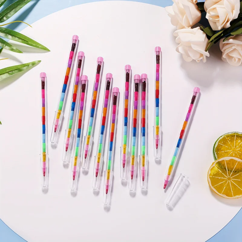 12PCS Stackable Crayons Assemblable Crayons, Party Gifts Multicolor Graffiti Drawing Tools School Office Magic Colored Pencils - 6