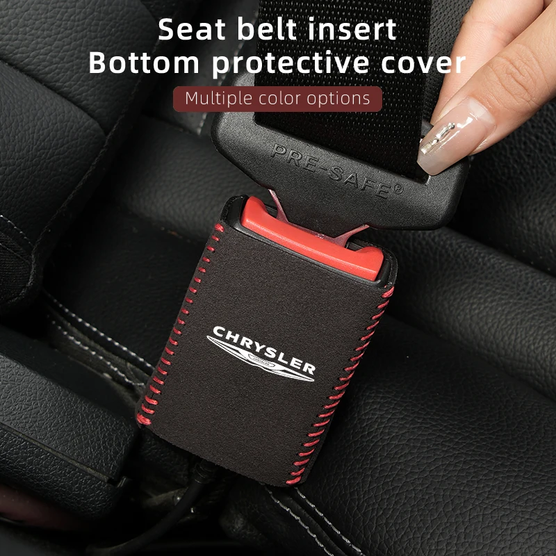 Leather Car Seat Belt Clip Protector Seatbelt Buckle Plug Cover Chrysler 300C PT Cruiser Grand Voyager Pacifica Sebring MK3