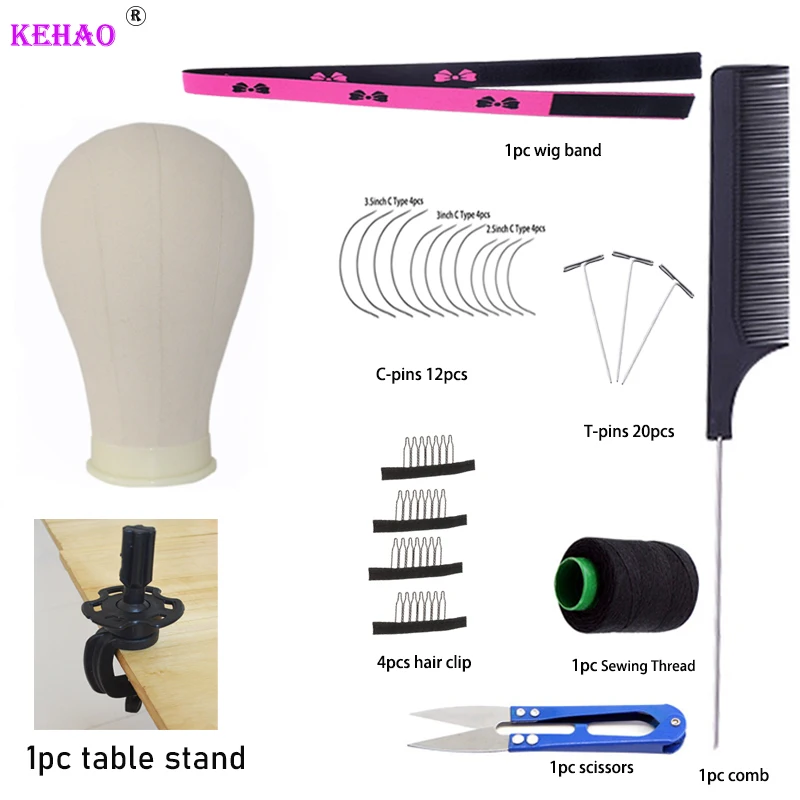 Wig Stand Canvas Block Mannequin Head For Wig Making Hanger Styling Doll Head Wig Accessories Wig Install Kit