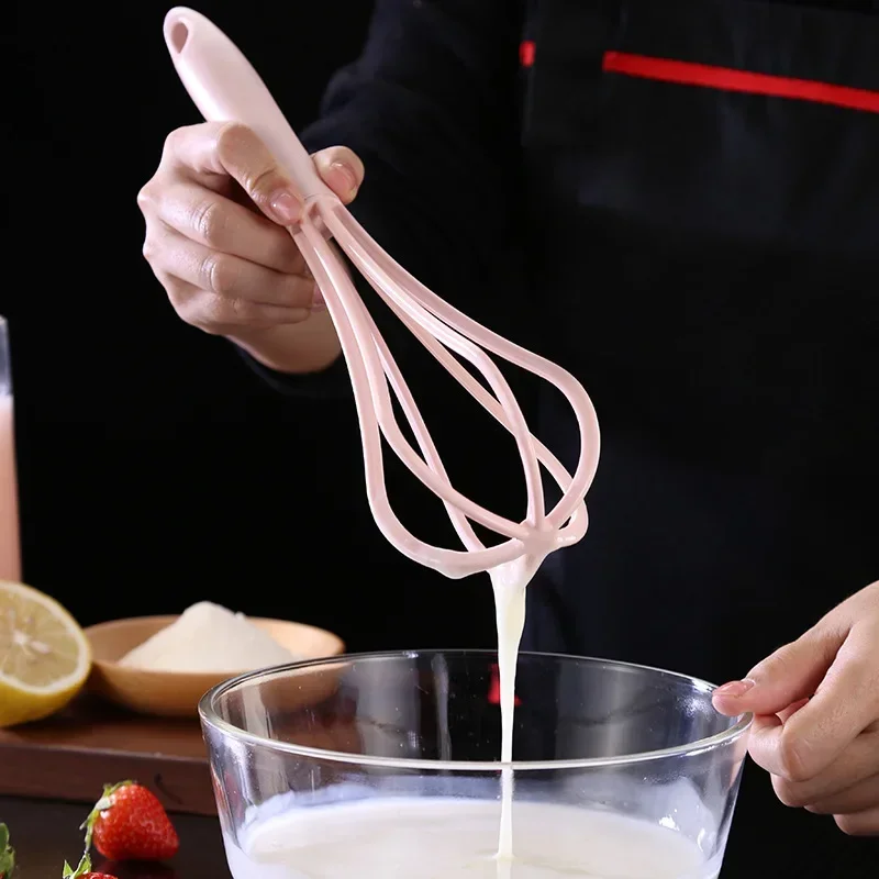 1Pcs Multifunctional Rotary Manual Egg Beater Mixer Mini Plastic Kitchen Egg Whisk Bake Tool Agitator Silicone Whisk
