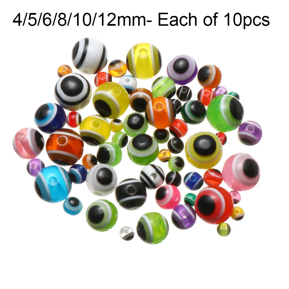 50/60/100 PCS 4/5/6/8/10/12mm Fish Eye Fishing Beads Mixed Color