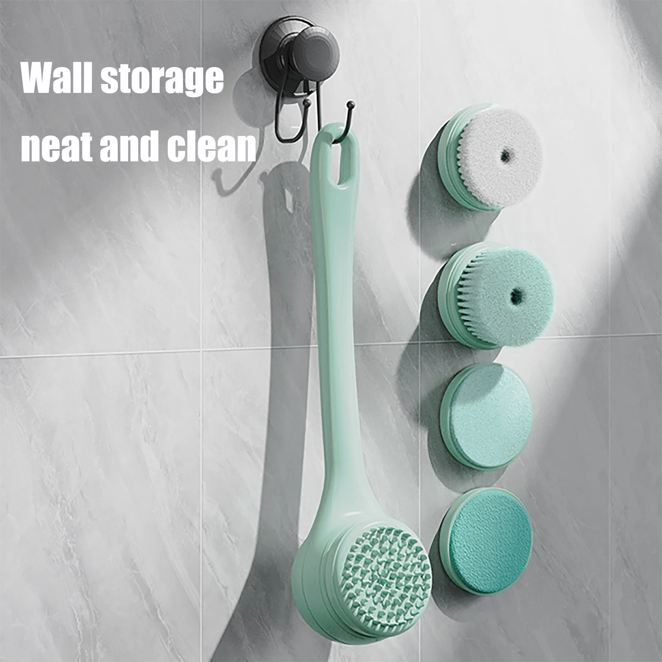 1pc Electric Shower Brush with 5 Replaceable Heads-Deep Cleansing and Exfoliating for Smooth Skin