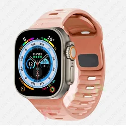 Elegant Silicone Watch Strap - Premium Accessory for 38mm 40mm 41mm (Pink)