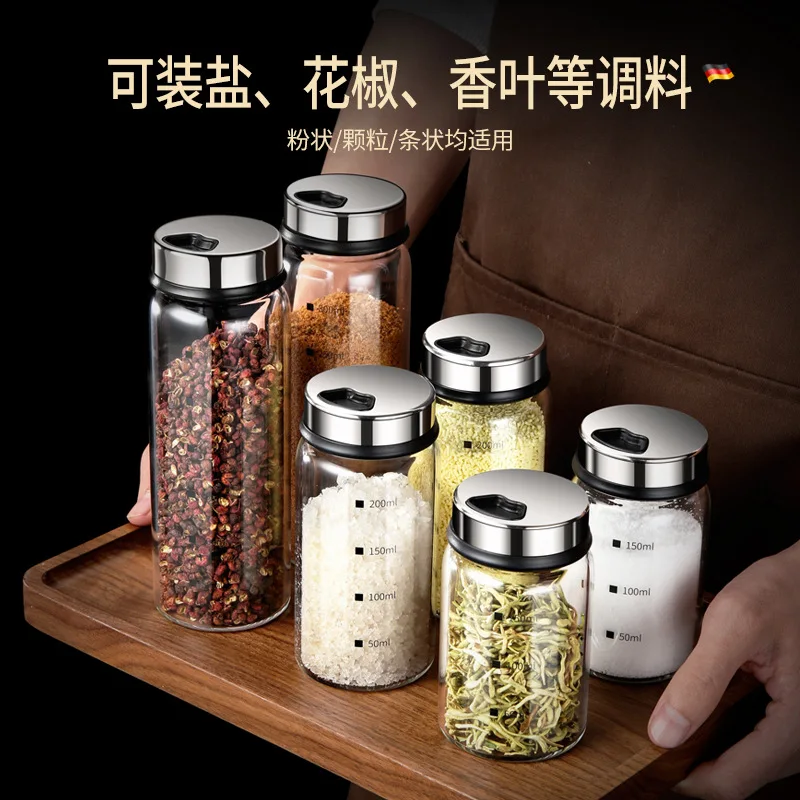 1PC Spices Bottle Glass Salt Jar Pepper Seasoning Set Container Kitchen Accessories Cook Utensils Cans Original