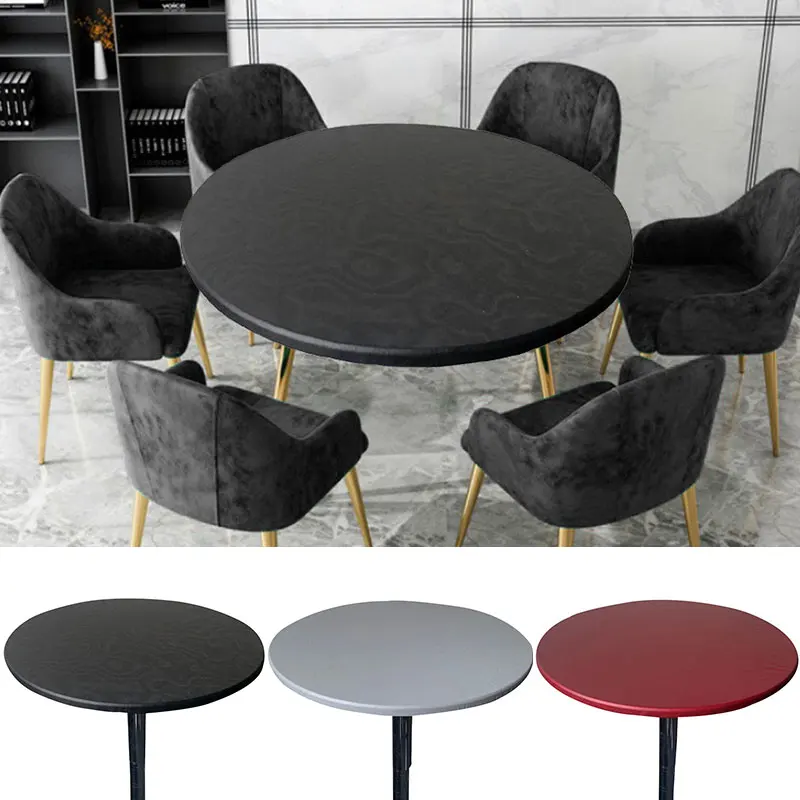 60-130cm Round Elastic Table Cover Protector Cloth Waterproof Oil-proof Dinning Table Cover Polyester Tablecloth Kitchen Supplie table cover tablecloth protector