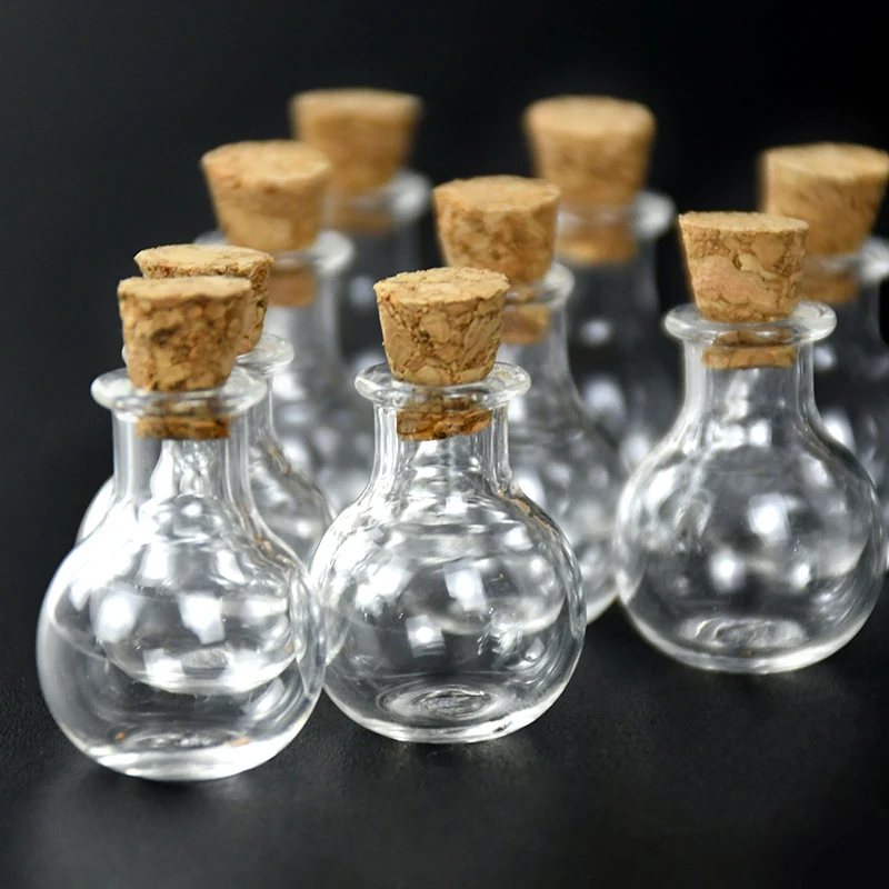 Glass Bottles Mini Glass Bottles 10pcs Mini Glass Bottle Clear Cork Stopper Drifting Bottle For Wedding Birthday Party Decor Glass Jars DIY Wishing Supply