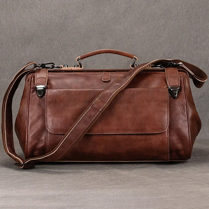 Genuine Leather Travel Bag for Men and Women
