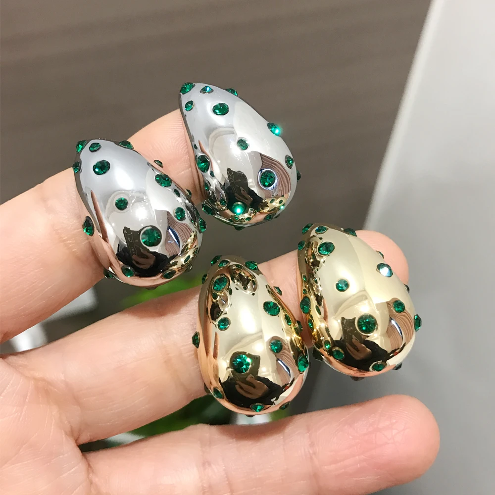 Vergoldete bunte Zirkon-Ohrstecker mit molligem Wassertropfen für Damen und Mädchen, Silber, klassischer Trend, Hochzeit, Party-Schmuck – Detail 8