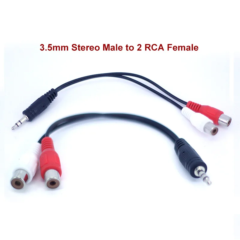 

3.5mm Stereo 3pole Jack Male to 2 RCA Female Jack connector RCA Audio Cable Converter Adapter