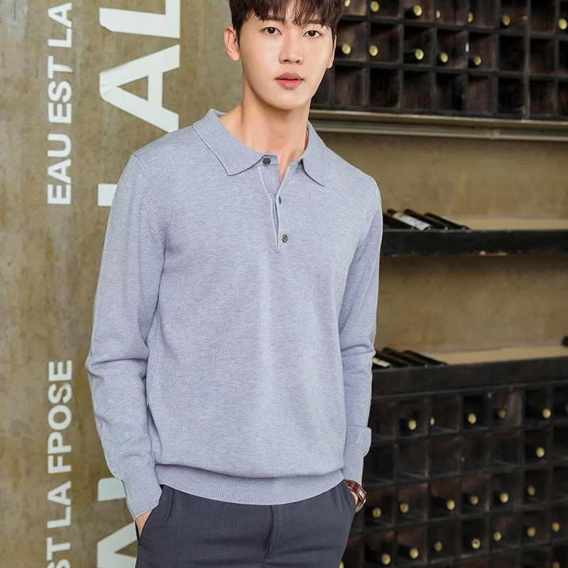 Cashmere Sweater Men POLO Pullover Autumn Winter  Lapel Soft Warm Cashmere Sweater Jumper Knitted Sweaters 2