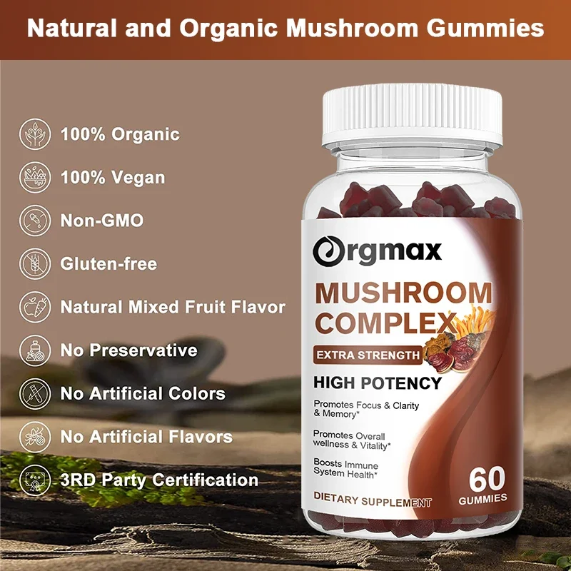 Lion's Mane Reishi Cordyceps Chaga Turkey Tail Nootropic Brain Memory & Focus Stress Relief-Ultimate Mushroom Complex Capsule