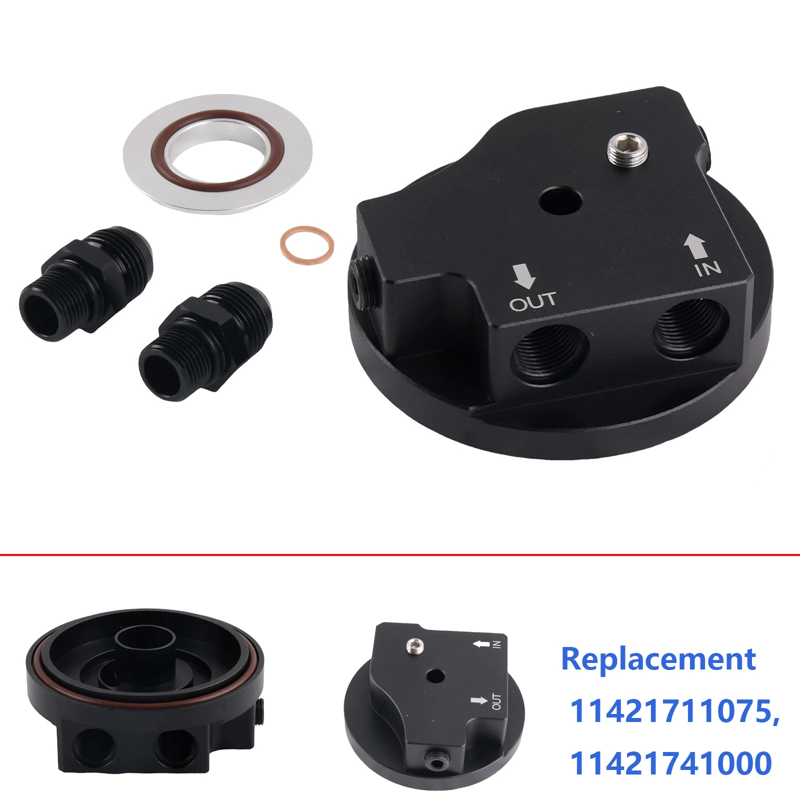 Engine Oil Filter Cap With Oil Cooler Fittings for BMW M50 S50 S52 S54 E36 E46 Aluminum adapter oil cooling cover 11421711075