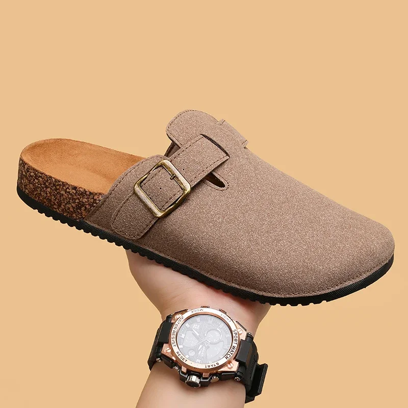Waterproof Boken Half Dragged Men's Outerwear Spring Autumn New Edition Thick Bottom Boken One Step Cork Leisure Slippers