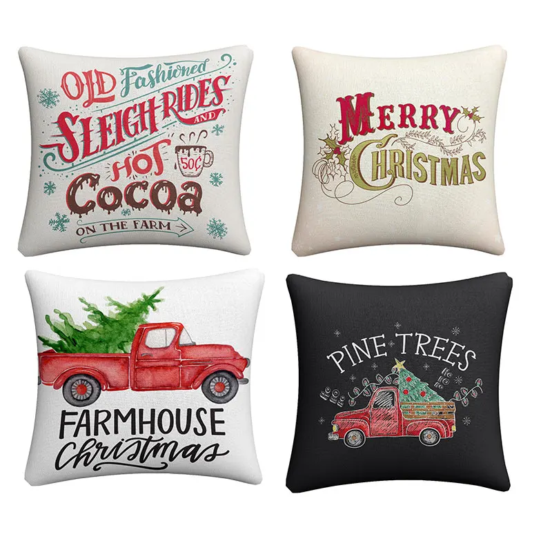 

45x45cm Cushion Cover Christmas Collection Pillowcase Flax Pillowcase Merry Christmas Gift Home Office Living Room 2023 New