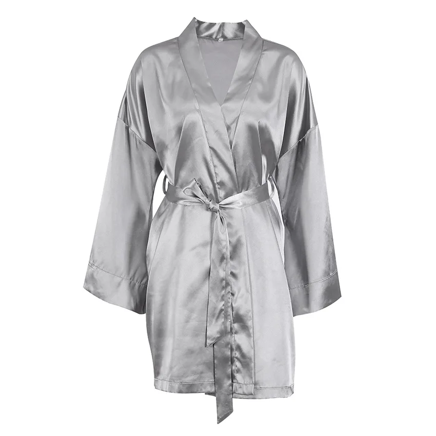 Buy Mobisi Women's Luxury Long Silk Satin Kimono Robe Shawl Collar Long  Sleeve Bath robe(XL,Grey) at Amazon.in