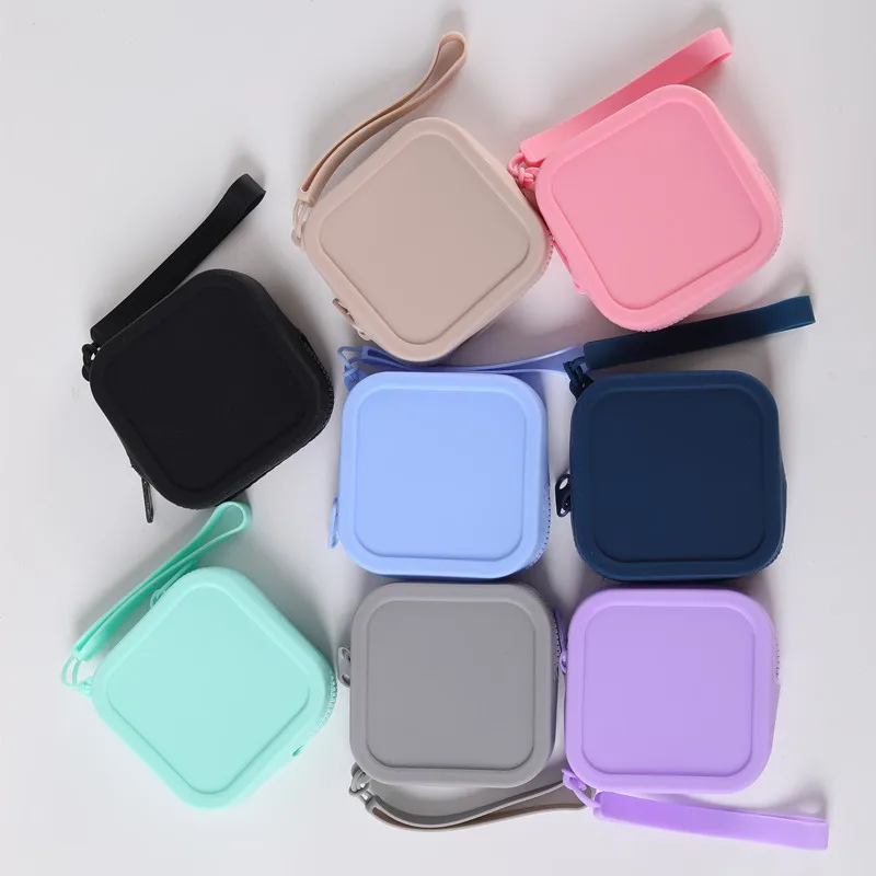 Waterproof Mini Zipper Square Coin Purse Silicone Travel Organizer Pouch Small Cosmetic Bag Earphone Bag coin purse coin wallet change bag women wallet card wallet cosmetic bag earbuds storage bag