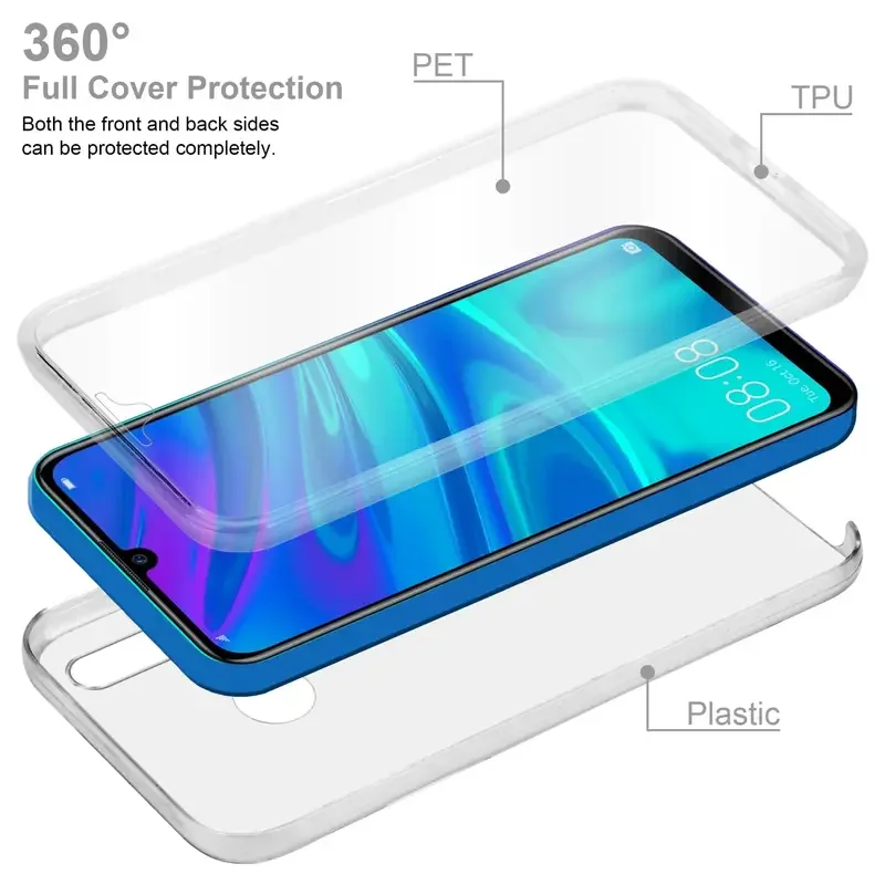 360° Dual Layer Full Body Shockproof Silicone Phone Case with Hard PC Cover