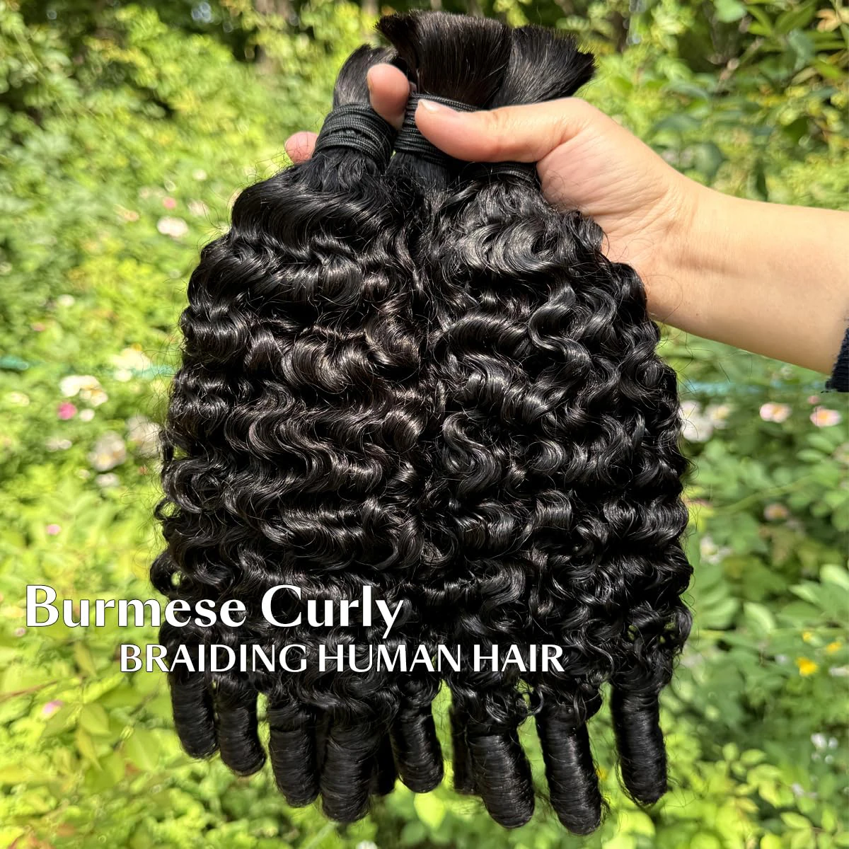 Human Braiding Hair Bulk for Boho Braids Burmese Curly Boho Hair for Braiding Knotless Burmese Curly Bulk Hair Extension No Weft 2