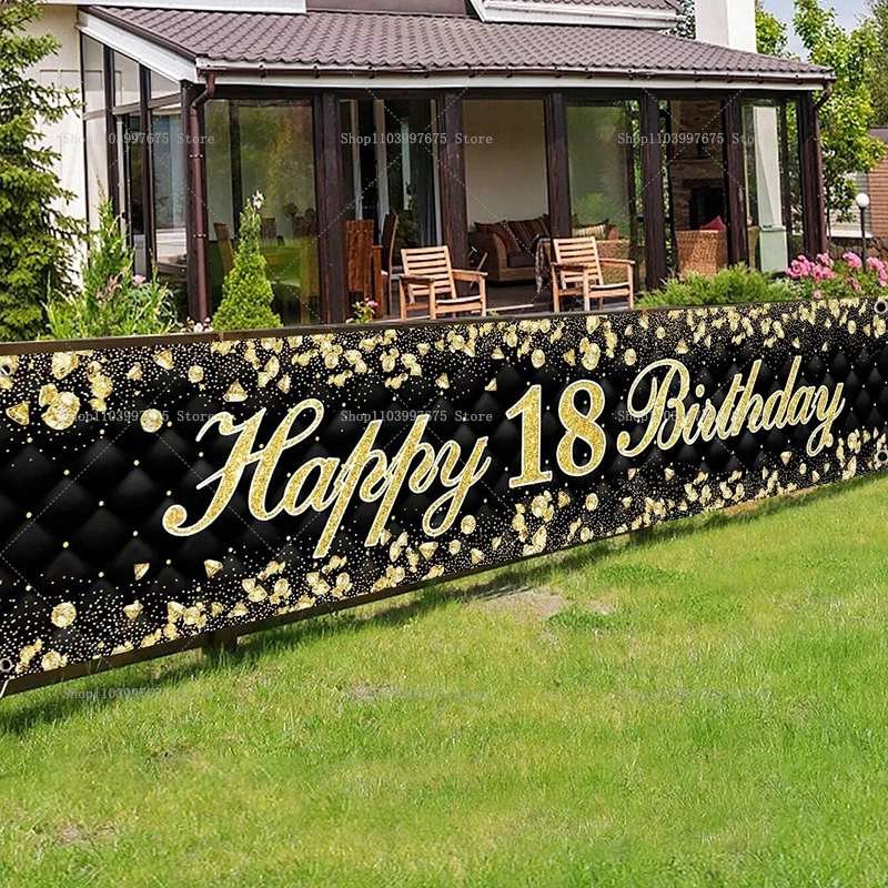 Alles Gute zum 18. Geburtstag Banner Dekoration 30 40 50 60. Jubiläumsfeiern Vinyl Hintergrund Hofschild Party-Hintergrund im Freien – Detail 2