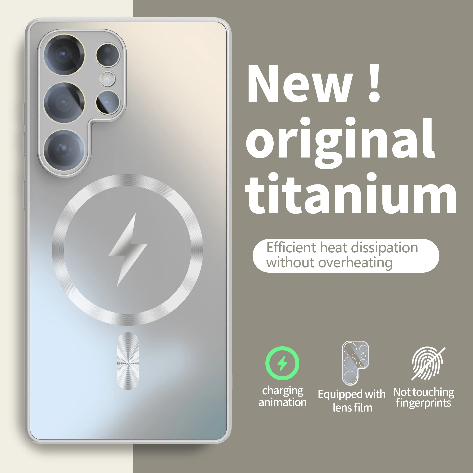 Matte Wireless Charging Case with Glass Lens Protection and Anti-Fall Cover