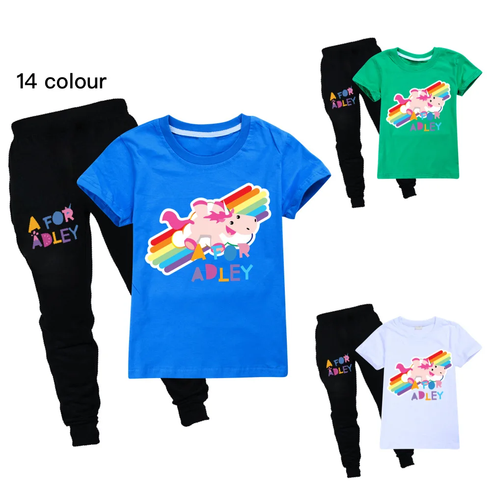 

2 шт./комплект, Детская Хлопковая футболка с коротким рукавом и штаны