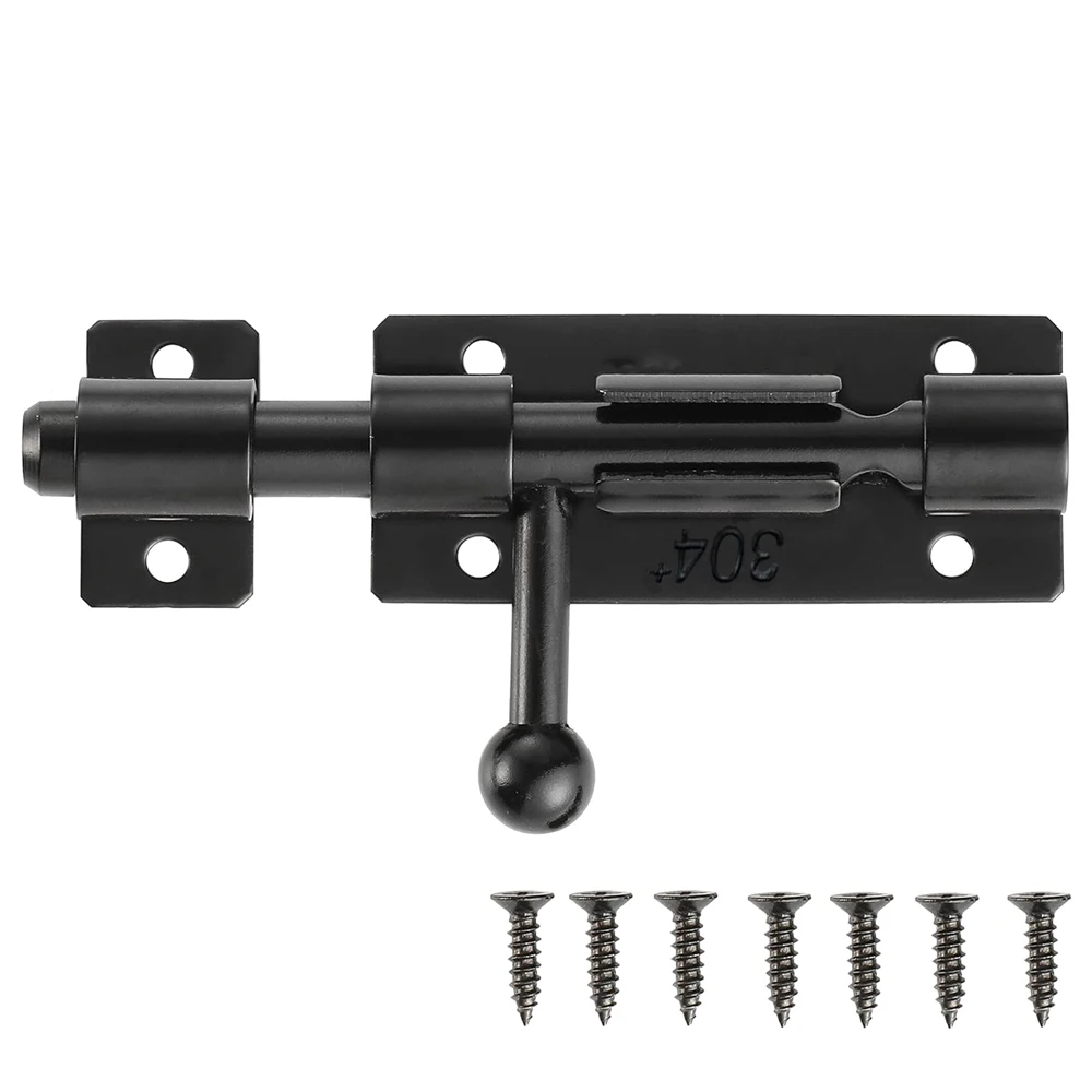 304 Stainless Steel Barrel Bolt Door Latch Door Latch With Padlock Hole Thickened Black Sliding Latch For Doors Windows Drawer Cabinets