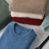 Men's 100% pure Mink Cashmere Sweater O-Neck Pullovers Knit Large Size Mink Sweater Winter New Tops Long Sleeve High-End Jumpers 3