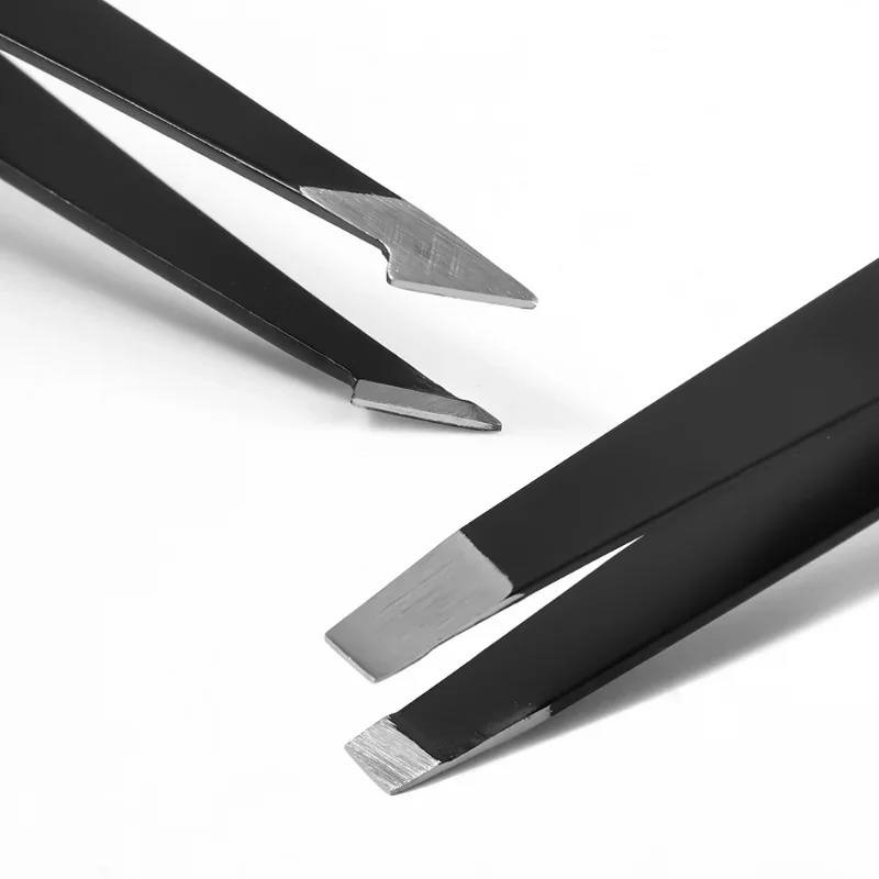 1PCS Flat Slant Tip Head Eyebrow Tweezers Portable Hair Beard Trimming Tools Stainless Steel Eyelashes Makeup Clip Accessories 5
