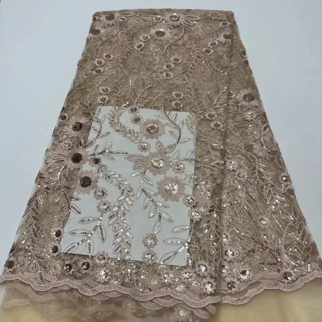 

Новинка 2024, золотые африканские блестки, сетчатая кружевная ткань, тюль, вышивка, французская сетка, вуаль, нигерийская кружевная ткань для женского платья, PR24103