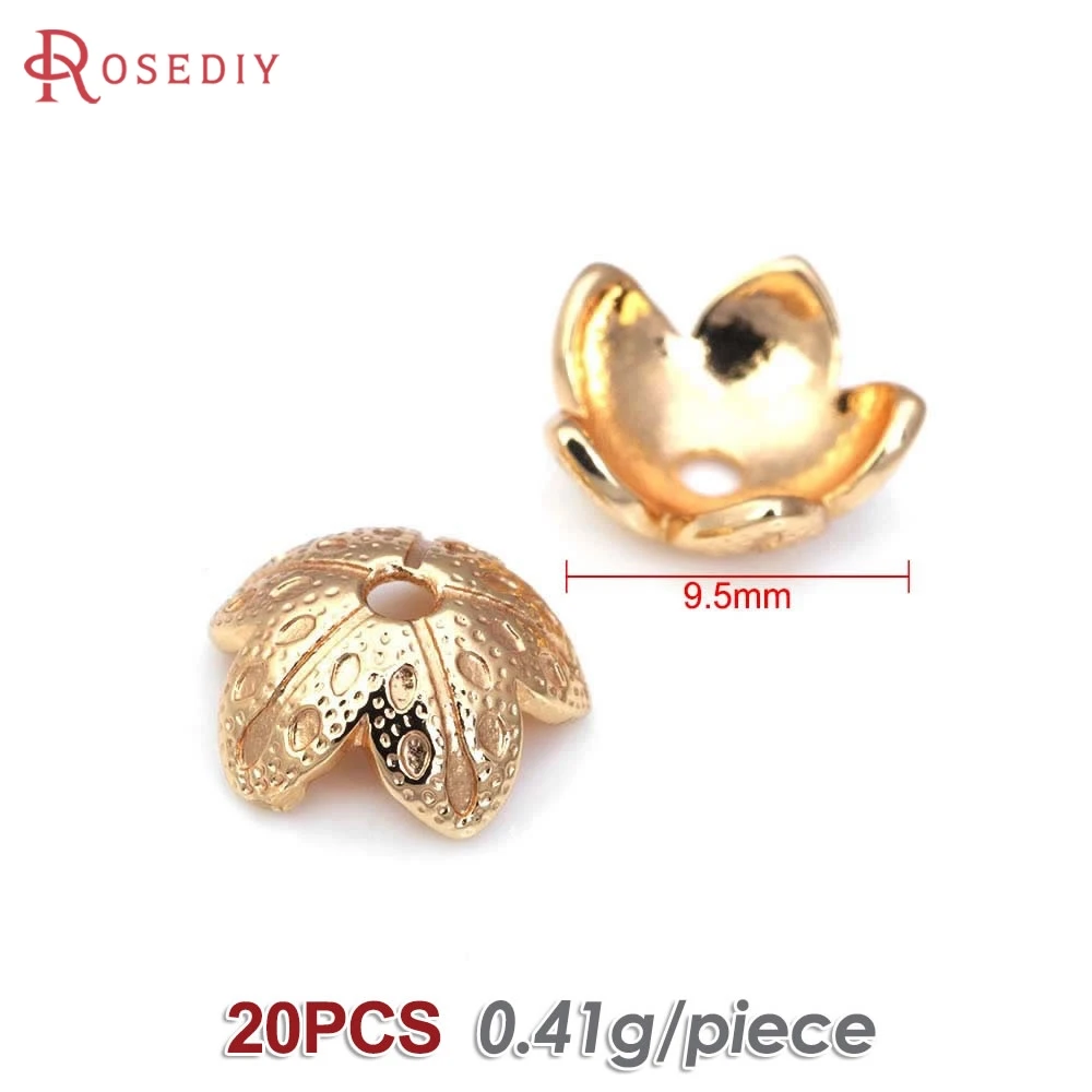 Elegant 18K Gold Brass Floral Bead Caps for DIY Jewelry & Earrings