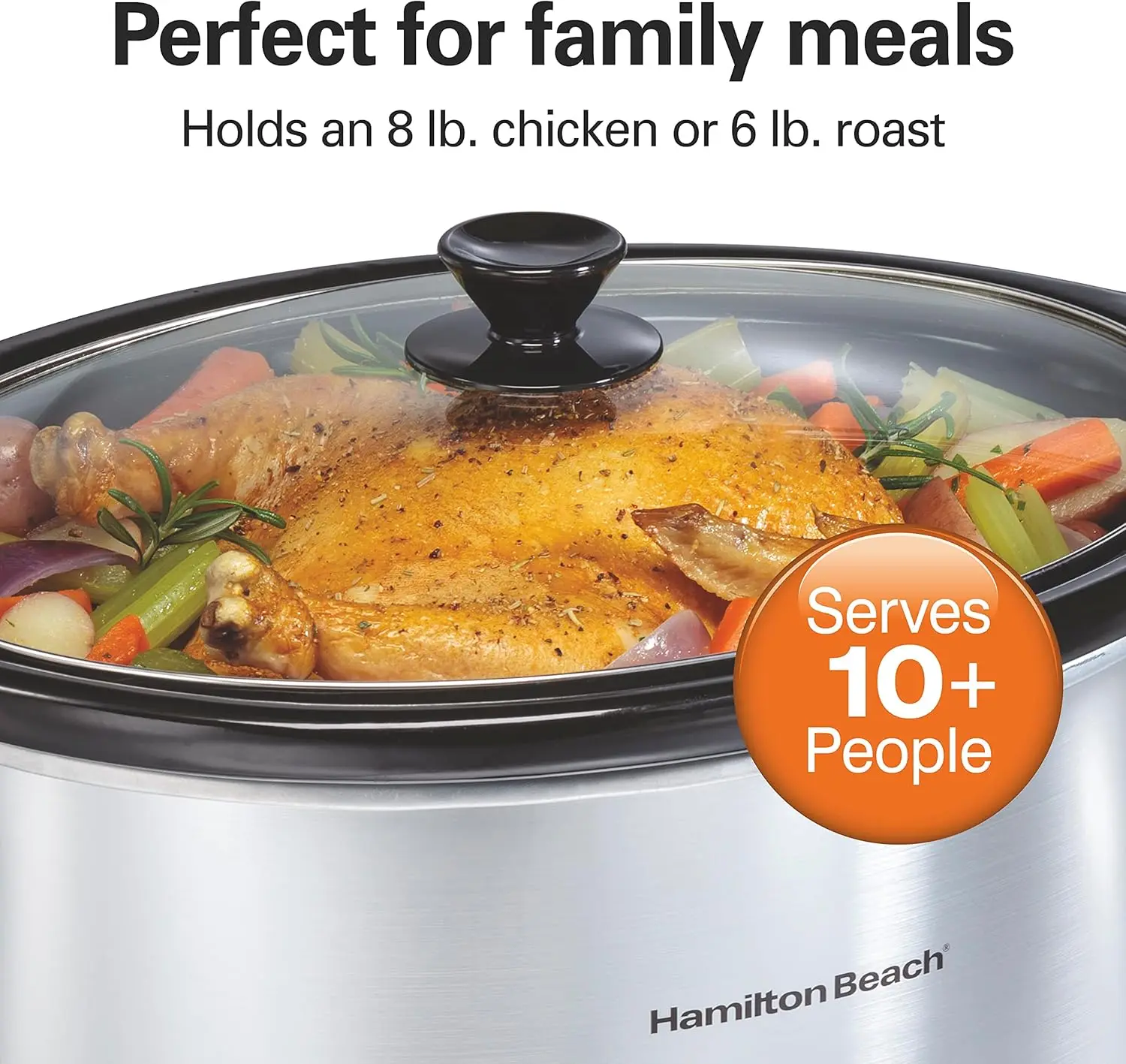 Beach 8 Quart Programmable Slow Cooker with Three Temperature Settings, Dishwasher Safe Crock and Lid, Silver (33480) 2