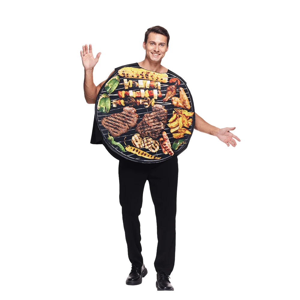 Adult Grilled Meat Costume Funny Barbecue Food Halloween Tunic Carnival Purim Fancy Dress