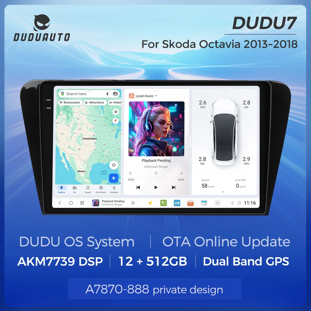 EU Shop DUDUAUTO DUDU7 7870 2K Bildschirm Android 13 Für Volkswagen SKODA Octavia 3 A7 2013 -2018 auto Radio Multimedia Video Player