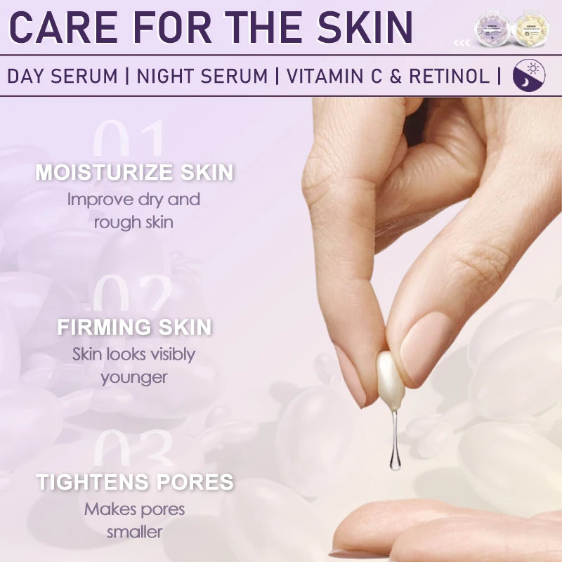 Anti Wrinkle Facial Serum Retinol Vitamin C Capsules Essence Anti-Wrinkle Firming Whitening Skin Care 50 Capsules 3